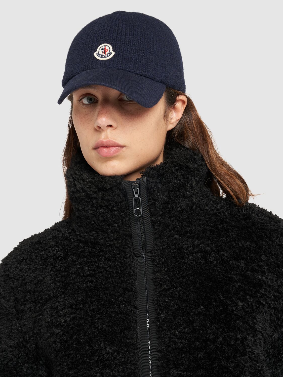 Shop Moncler Knit Cotton Baseball Cap In Navy