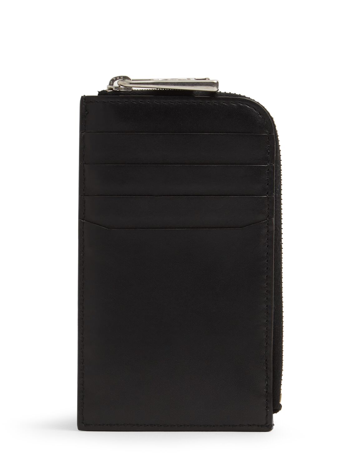 Moncler Flat Leather Card Holder In Black