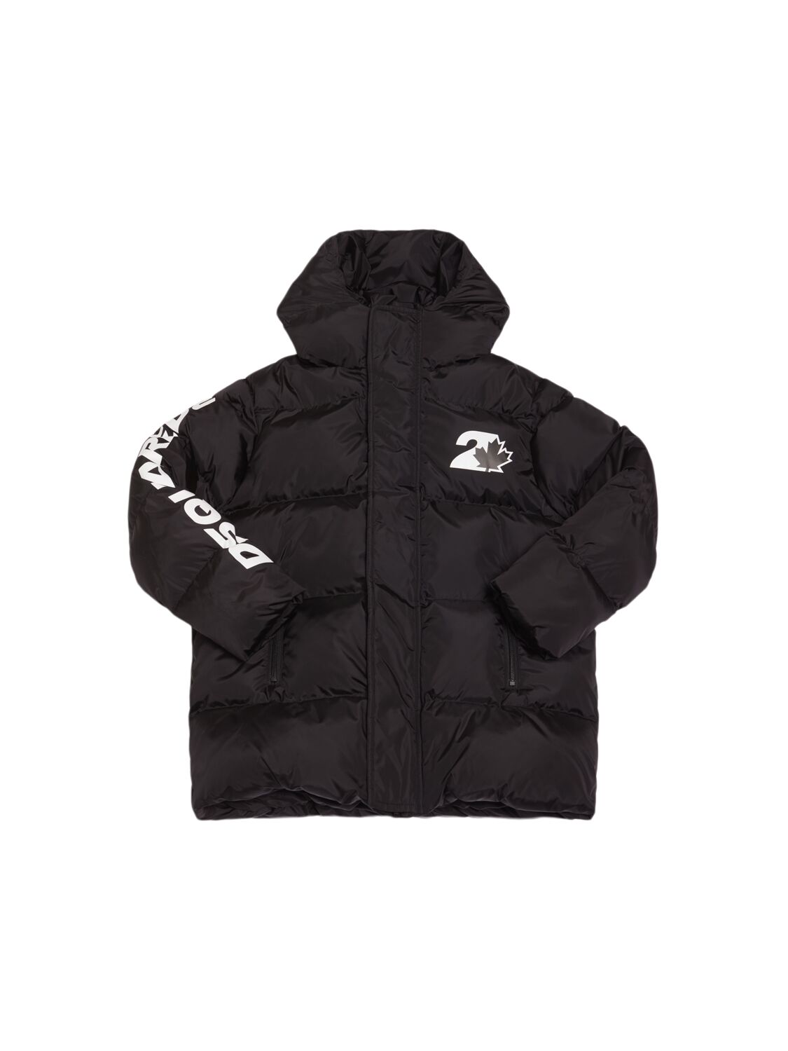 Dsquared2 Hooded Nylon Puffer Jacket In Black