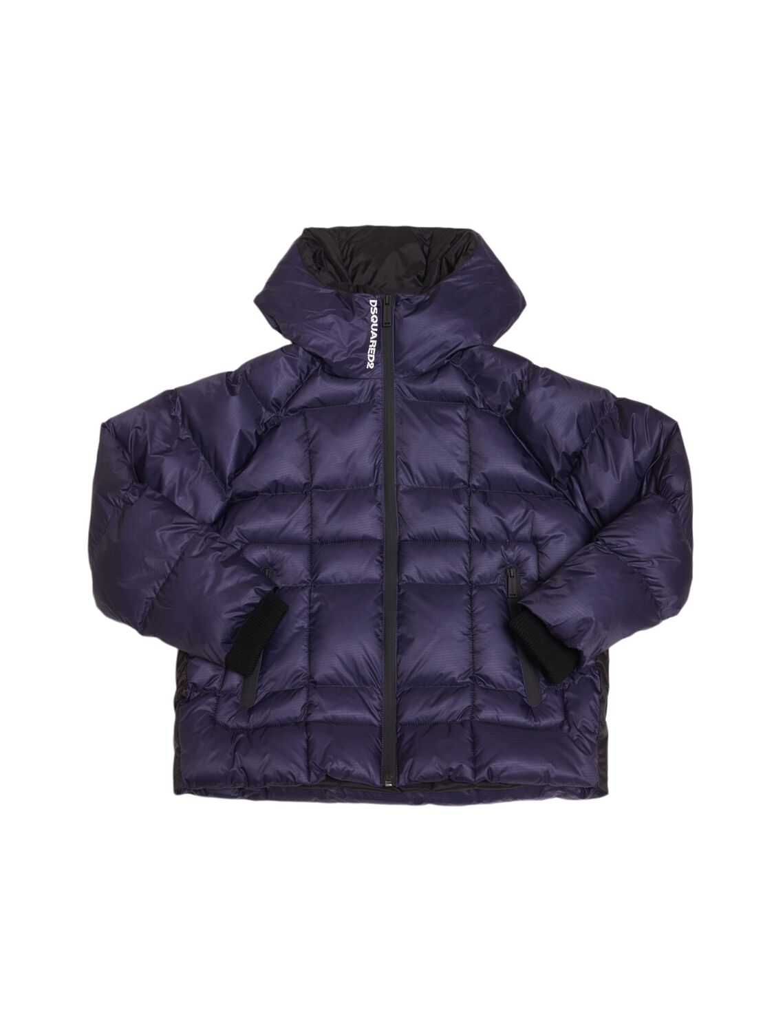 Dsquared2 Hooded Nylon Puffer Jacket In Purple