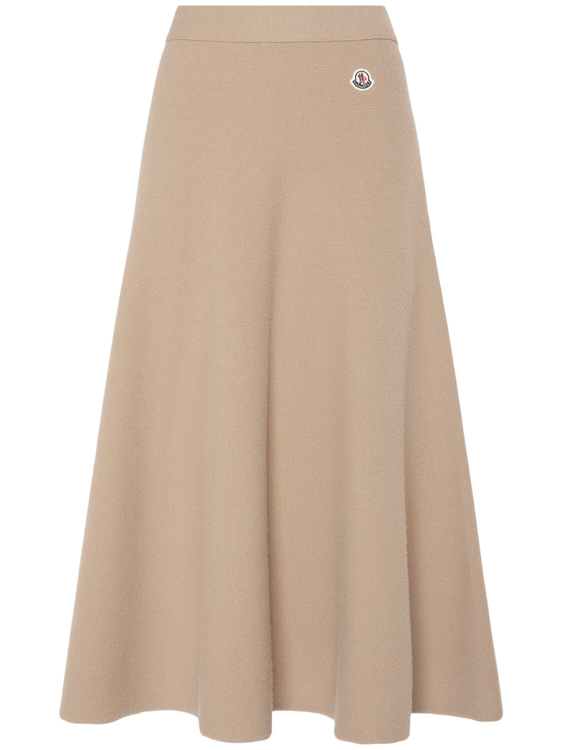 Moncler Tricot Wool Blend Skirt In Beige