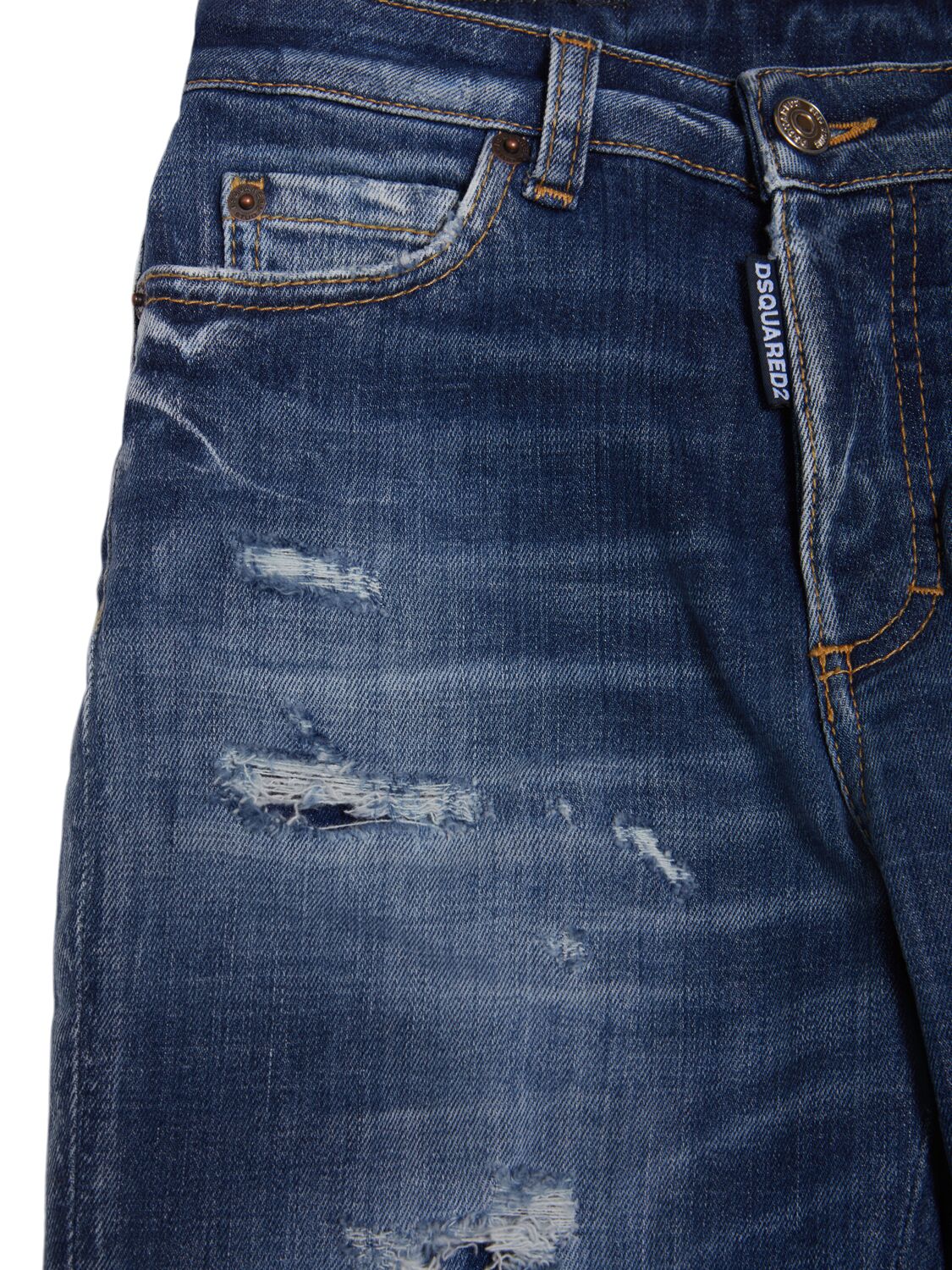 Dsquared2 Stretch Denim Boston Distressed Jeans In Blue