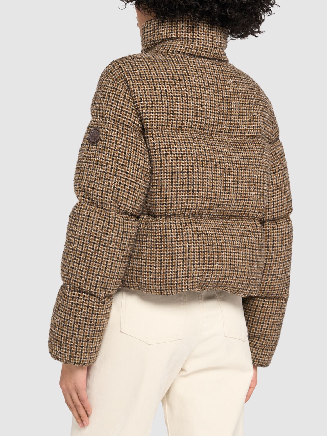 Shop Moncler Seboune Wool Blend Down Jacket In Beige