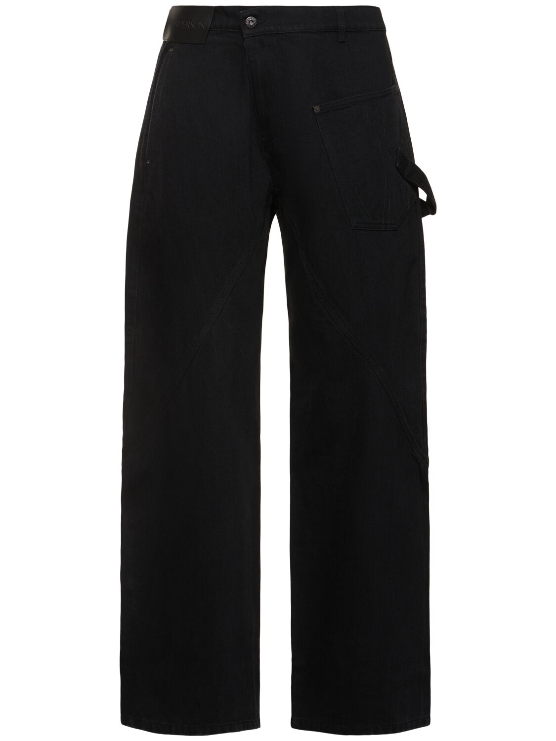 Shop Jw Anderson Twisted Cotton Workwear Jeans In Black