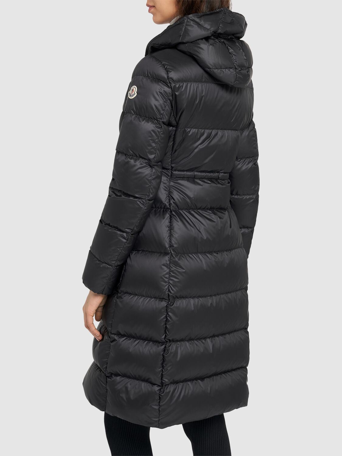 Shop Moncler Boedic Nylon Down Long Jacket In Black