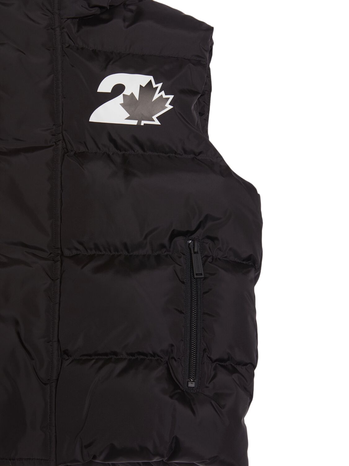 Dsquared2 Hooded Nylon Puffer Vest In Black