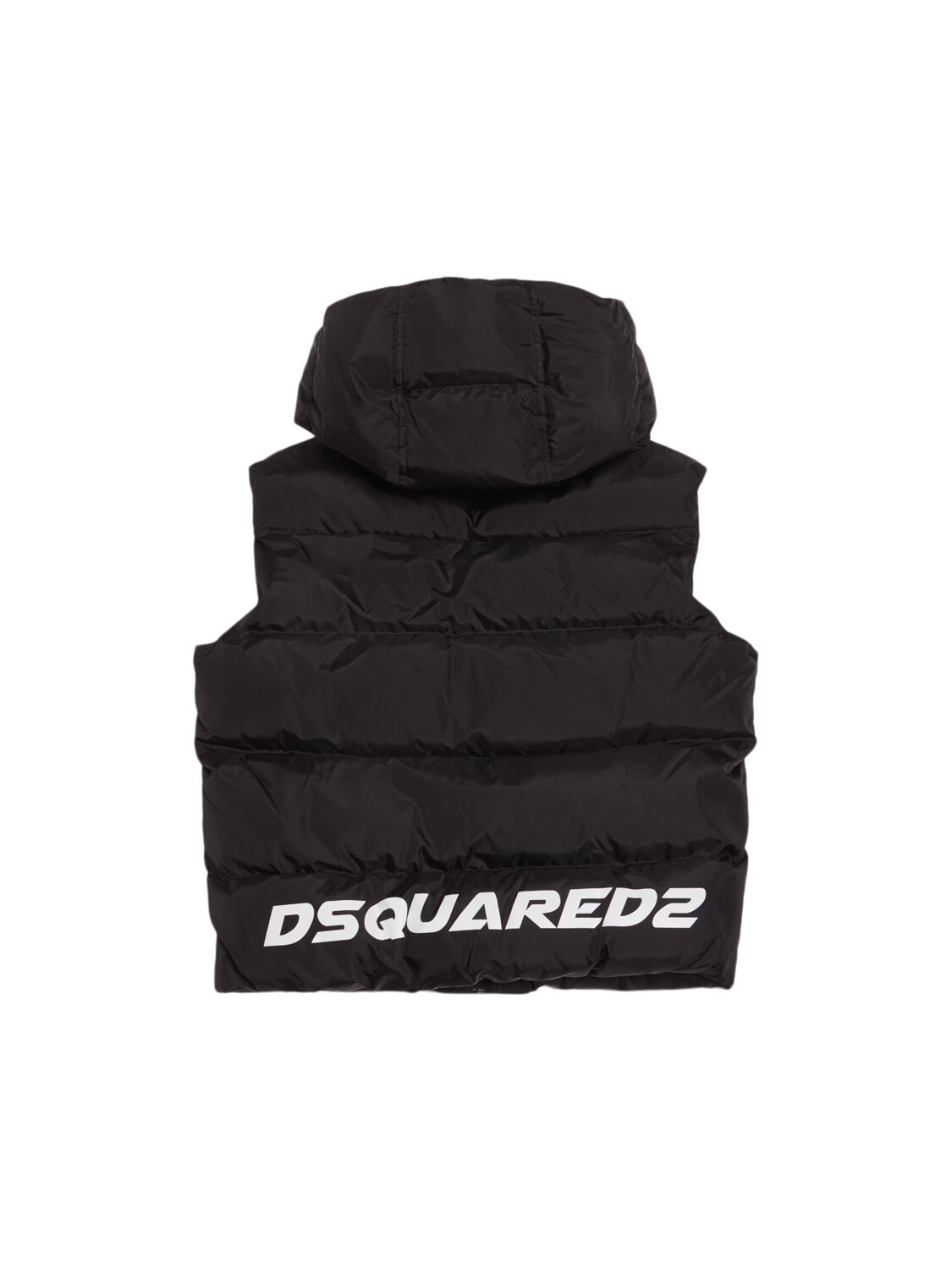 Dsquared2 Hooded Nylon Puffer Vest In Black
