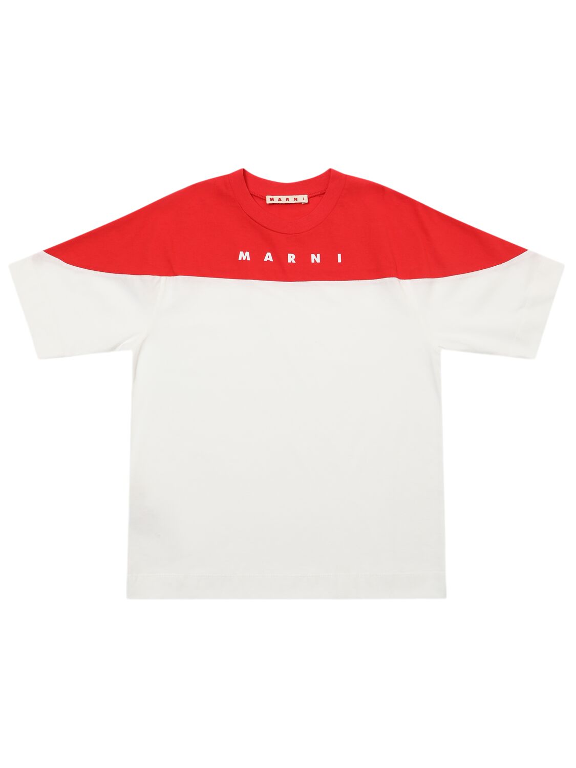 Marni Junior Cotton Jersey T-shirt W/logo In White/red