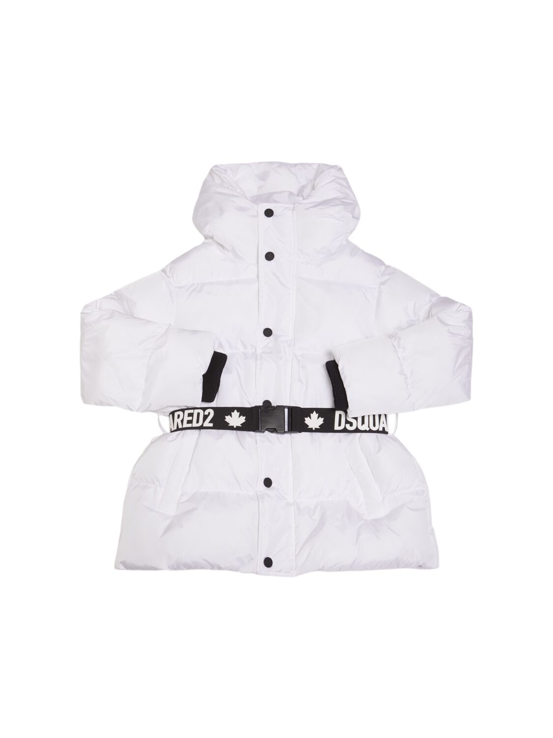 Dsquared2 Hooded Nylon Puffer Jacket In White