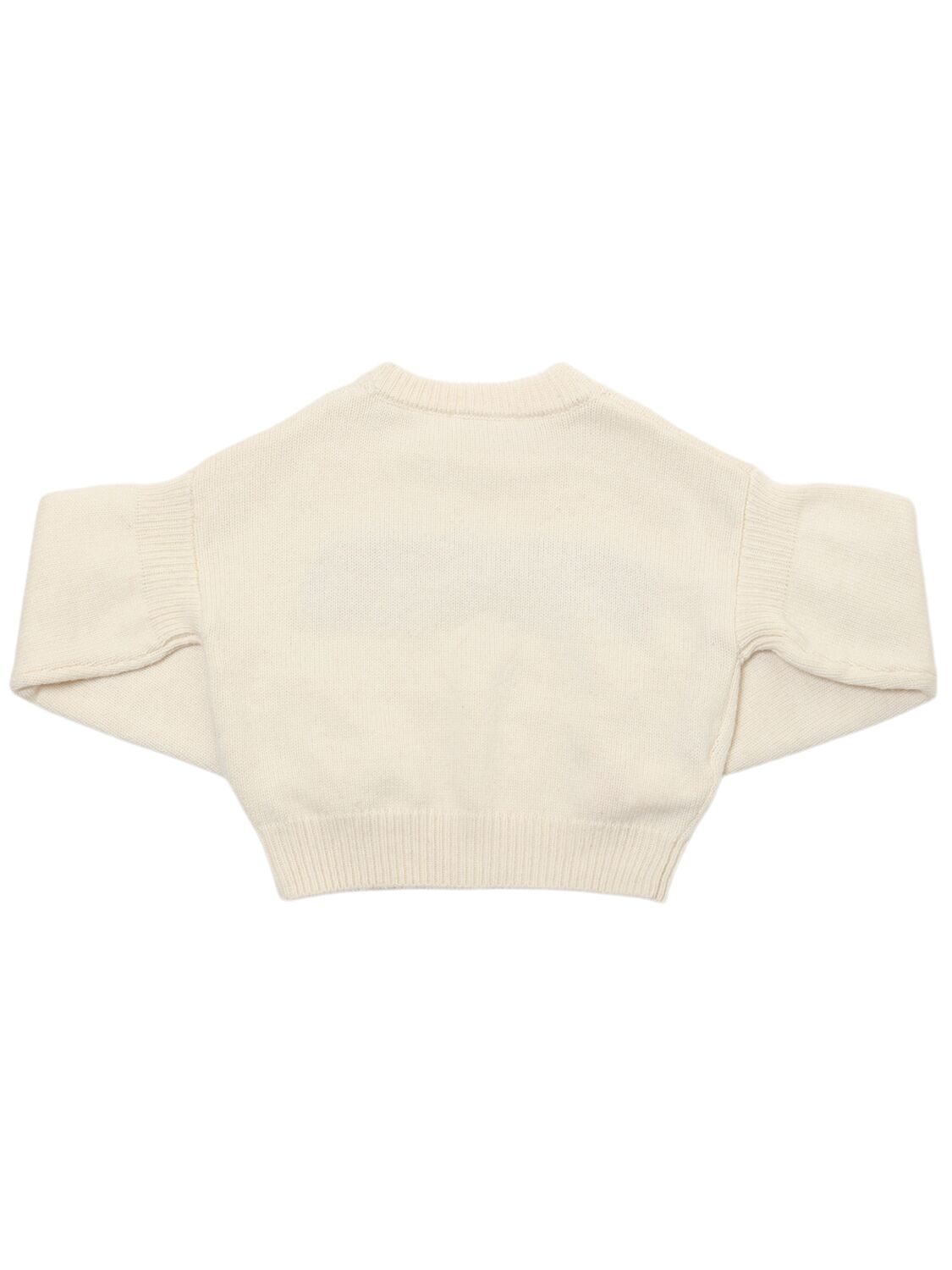 Shop Marni Junior Wool Blend Knit Logo Sweater In White