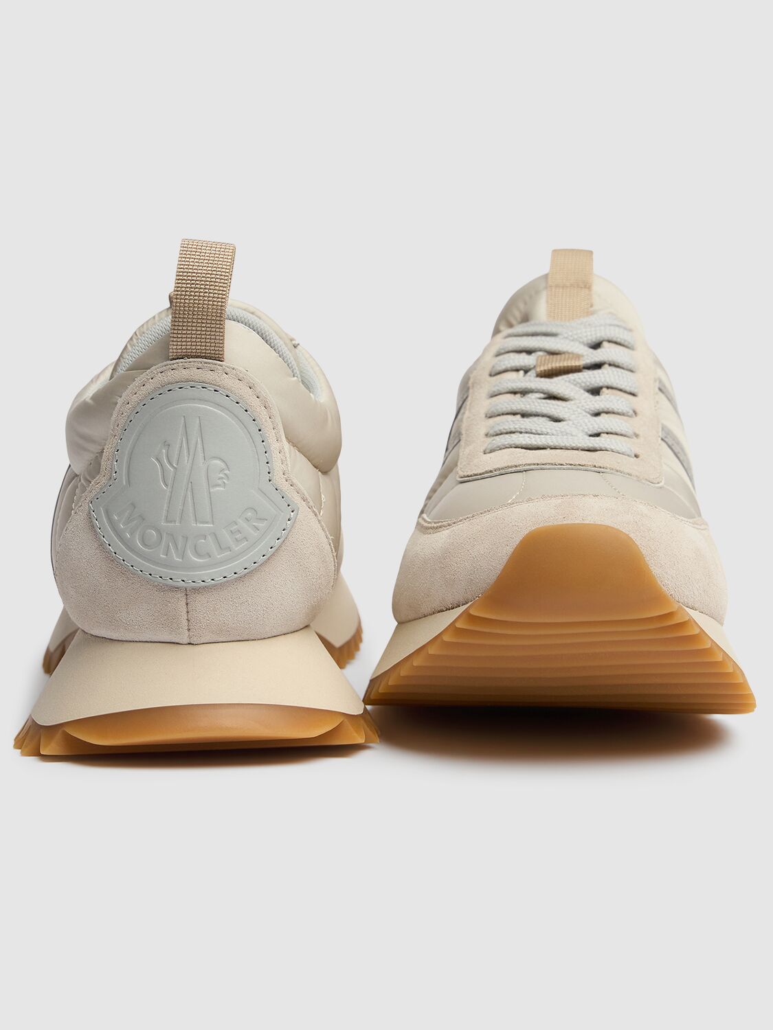 Shop Moncler 30mm Pacey Nylon Sneakers In Light Beige