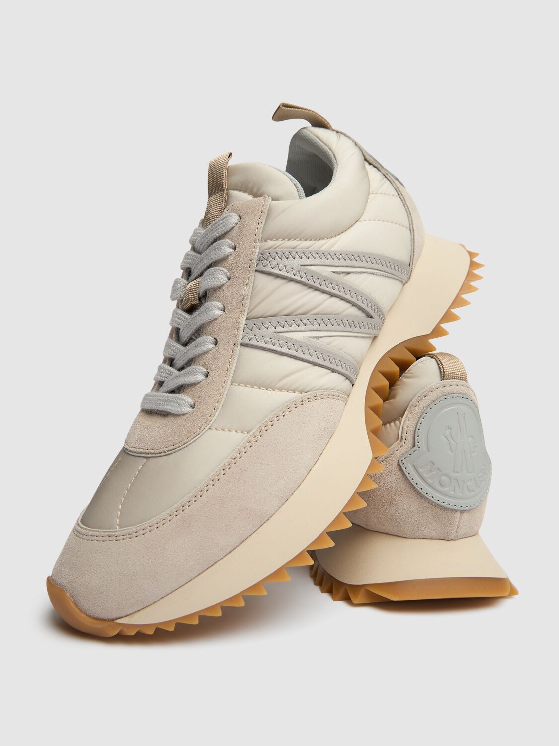 Shop Moncler 30mm Pacey Nylon Sneakers In Light Beige