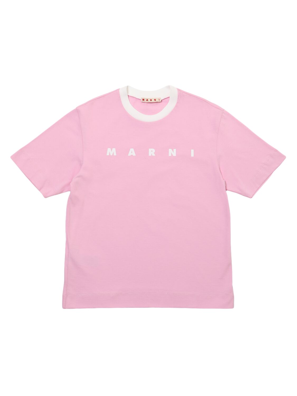 Marni Junior Embroidered Logo Cotton Jersey T-shirt In Pink