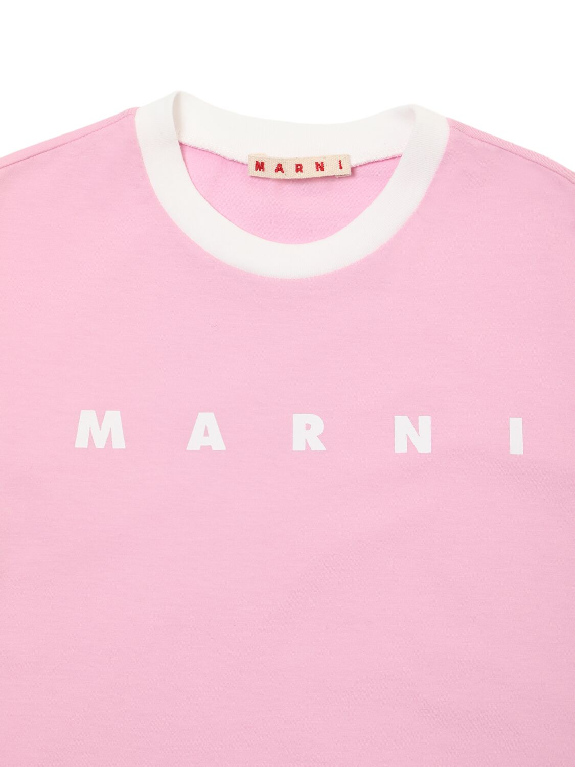 Shop Marni Junior Embroidered Logo Cotton Jersey T-shirt In Pink