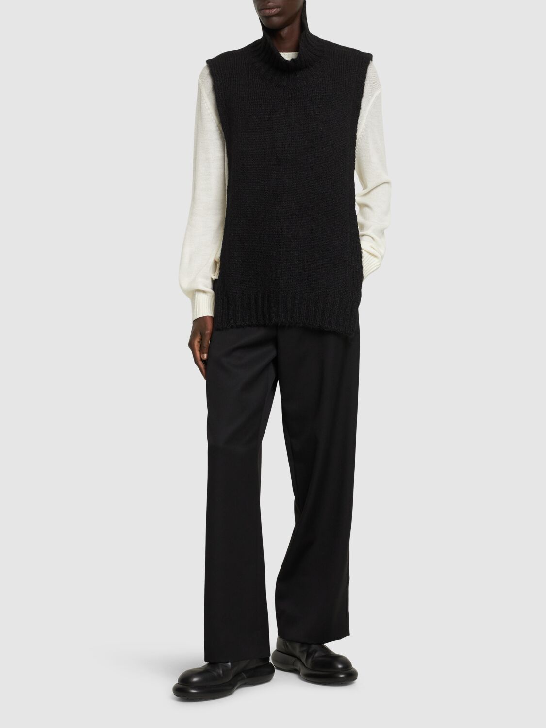 Shop Jil Sander High Neck Knit Vest In Black