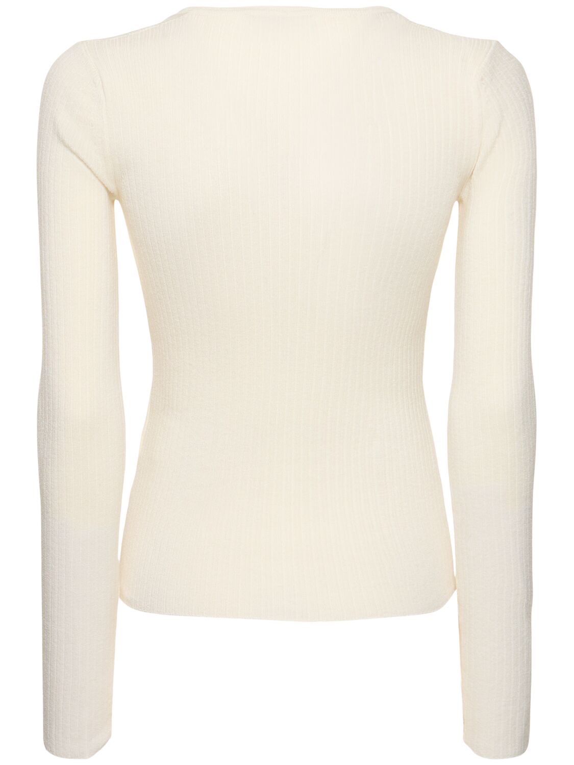 Shop Max Mara Urlo Silk & Cashmere Long Sleeve Top In Ivory