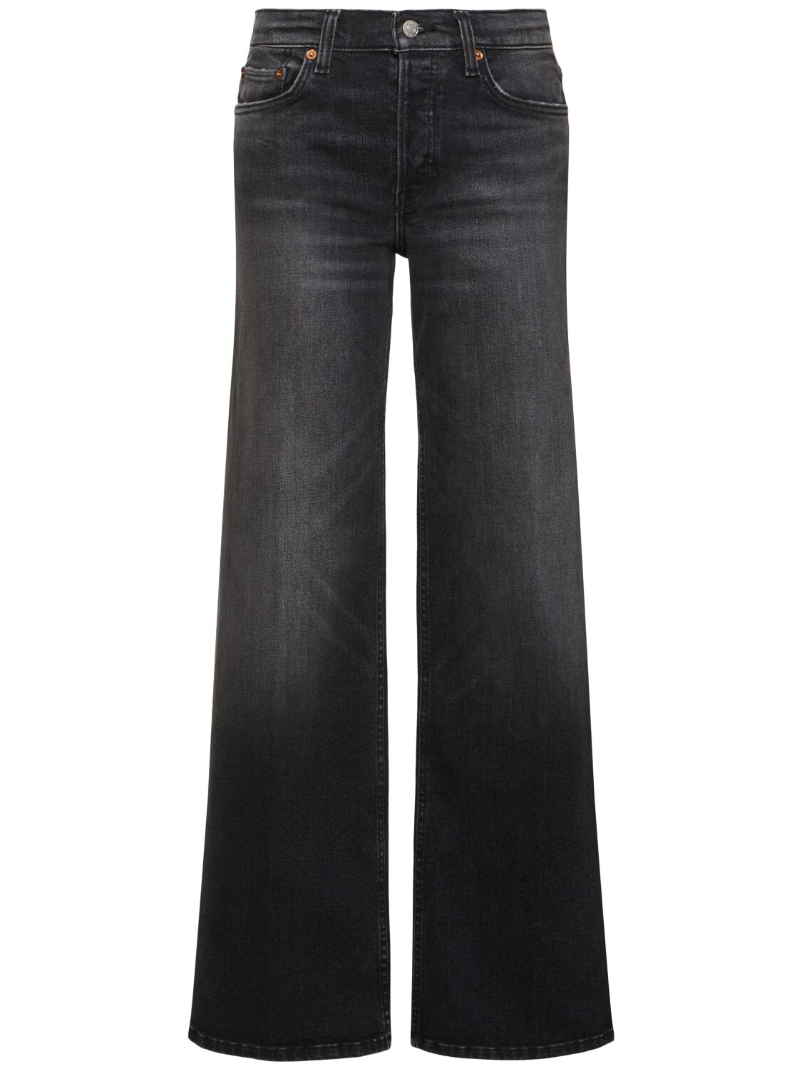 Re/done Mid Rise Wide Leg Jeans In Black