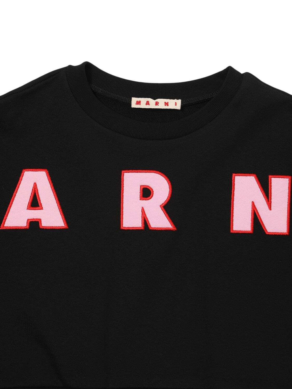 Shop Marni Junior Cotton Crewneck Sweatshirt W/logo In Black