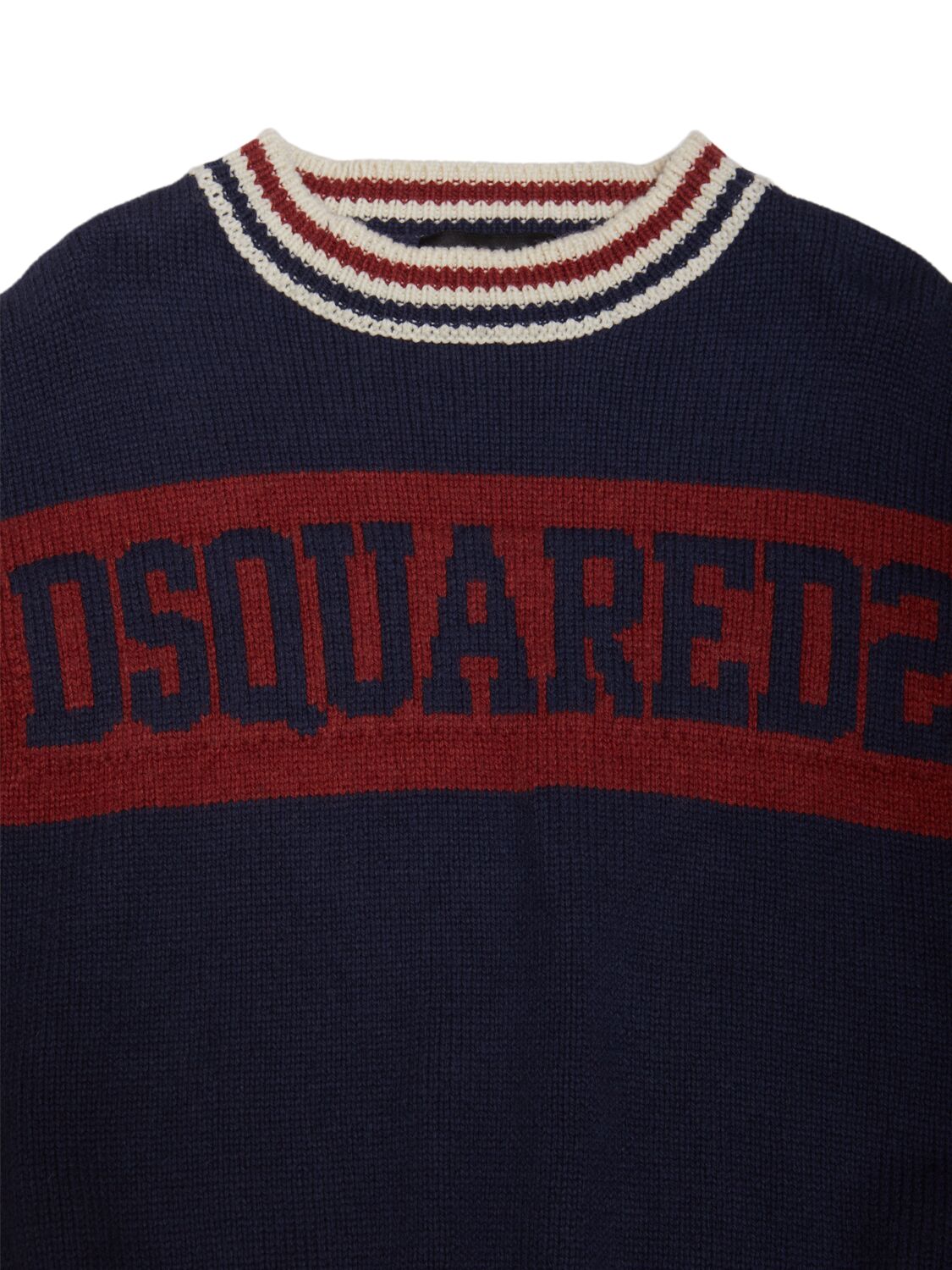 Shop Dsquared2 Cotton Blend Knit Sweater In Blue/red