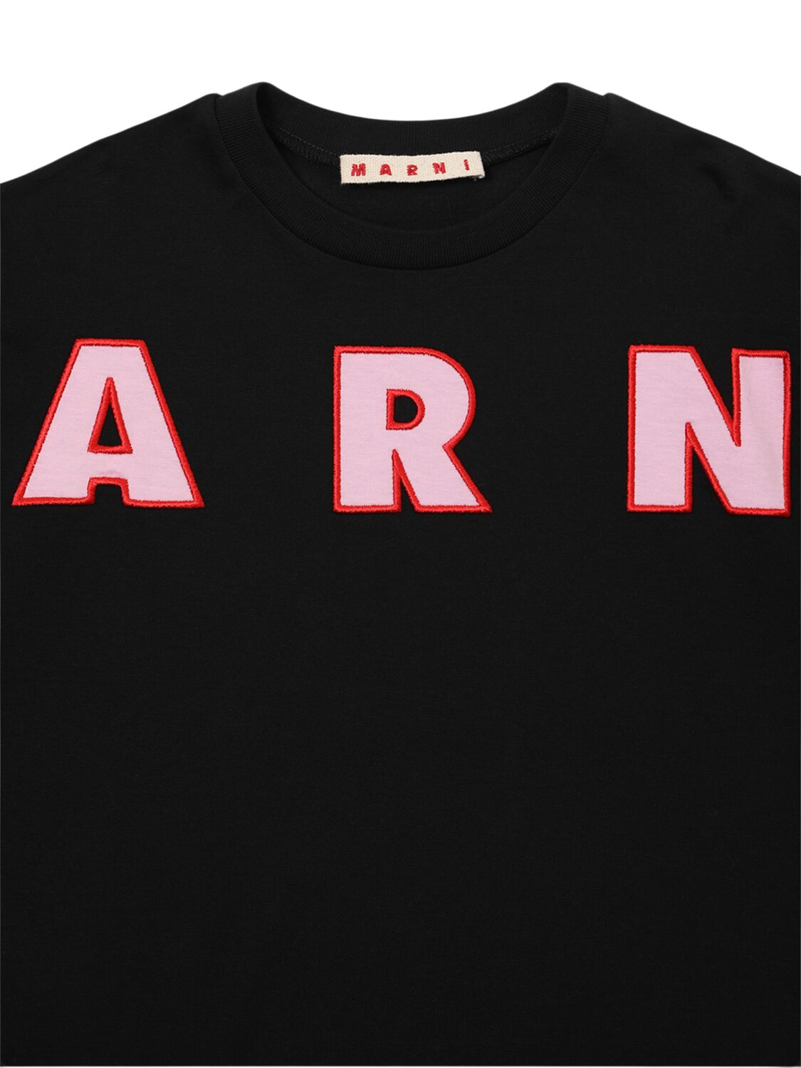 Shop Marni Junior Cotton Long Sleeve T-shirt W/logo In Black