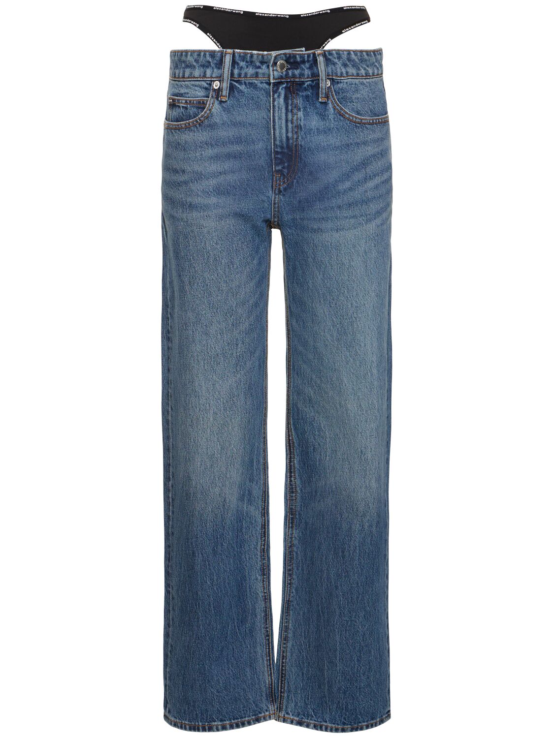 Alexander Wang Mid Rise Relaxed Cotton Denim Jeans In Blue