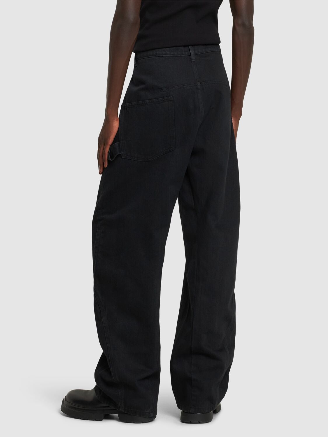 Shop Jw Anderson Twisted Cotton Workwear Jeans In Black