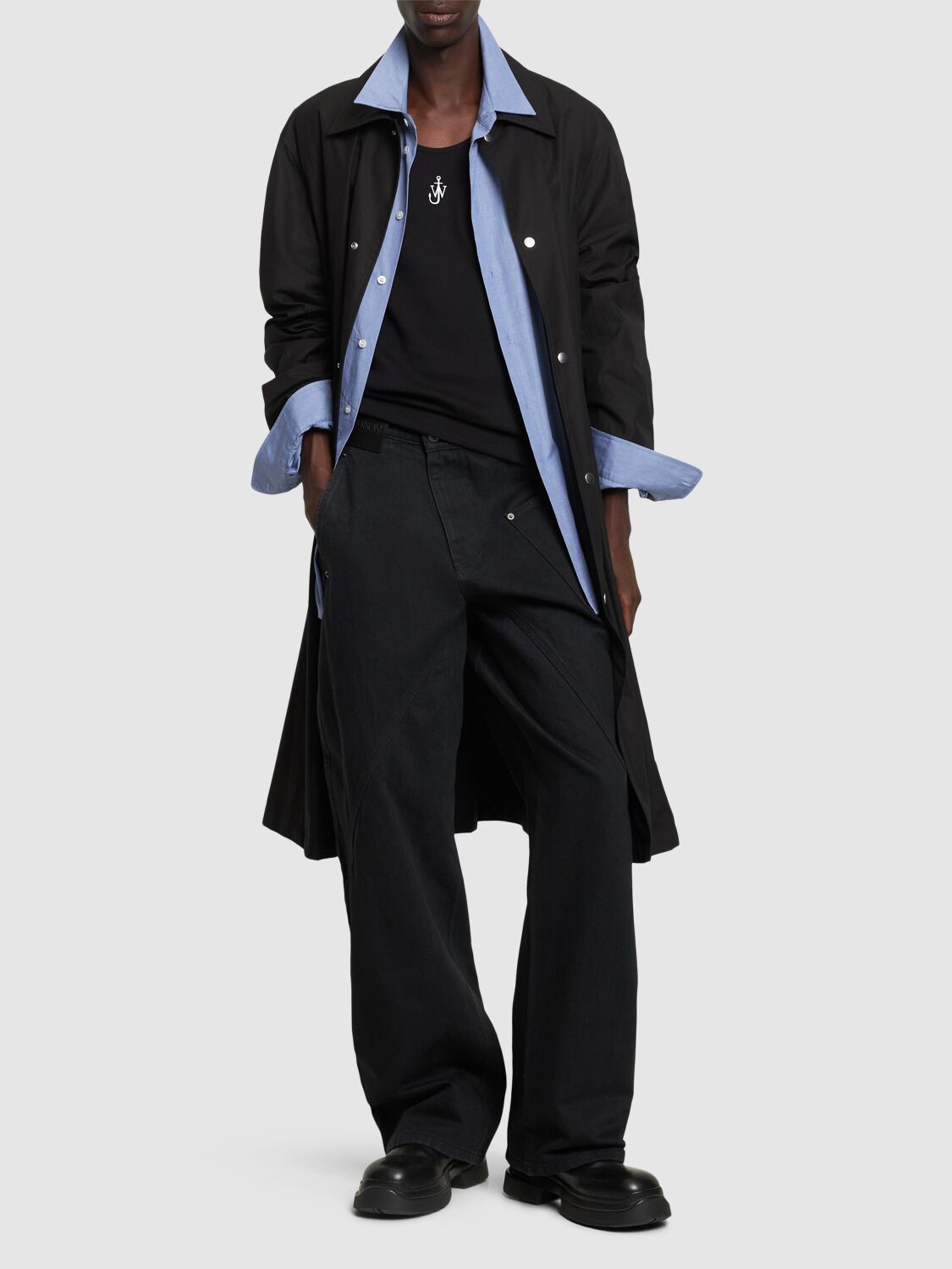 Shop Jw Anderson Twisted Cotton Workwear Jeans In Black