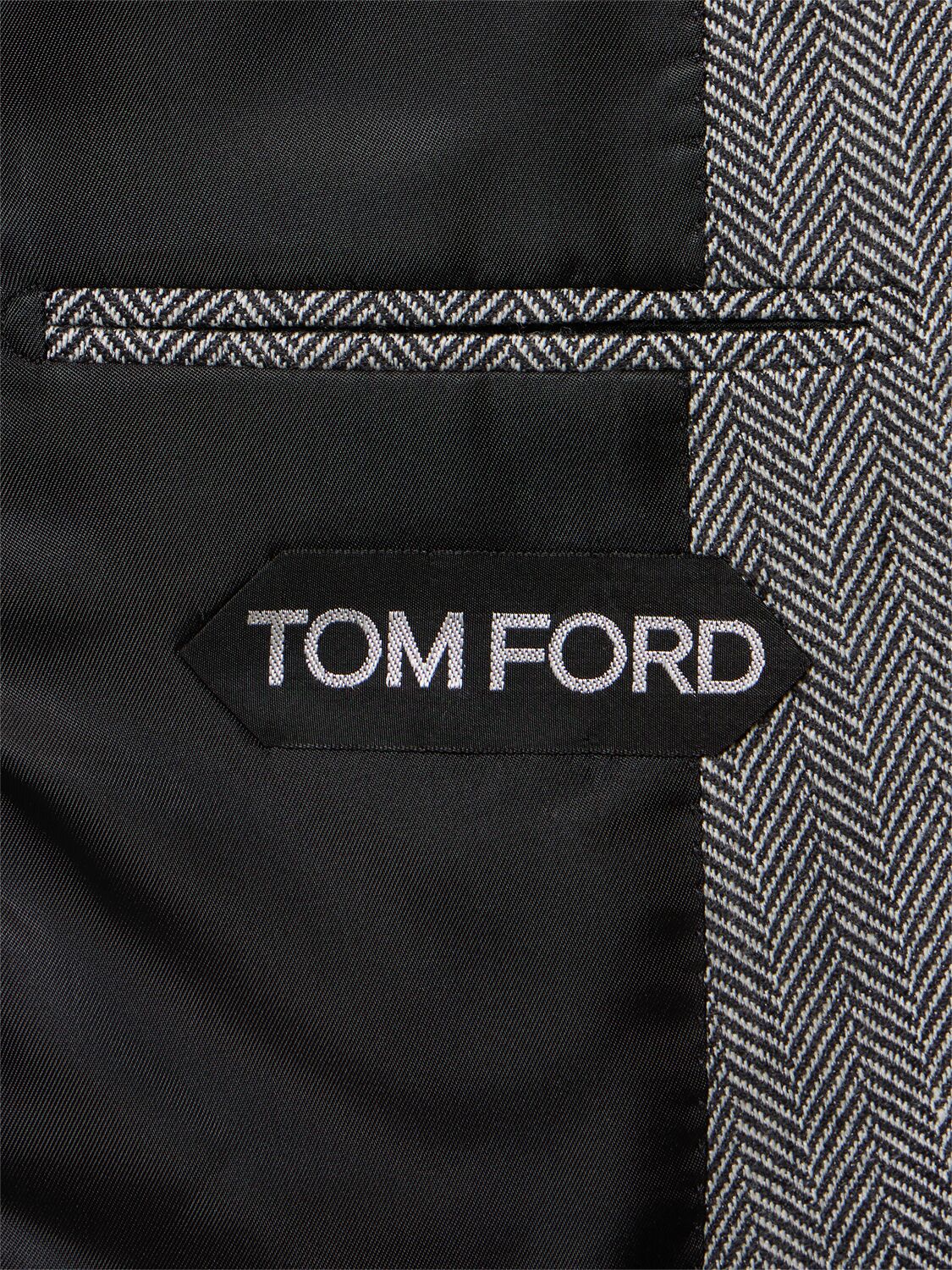 Shop Tom Ford Shelton Herringbone Blazer In Black,white