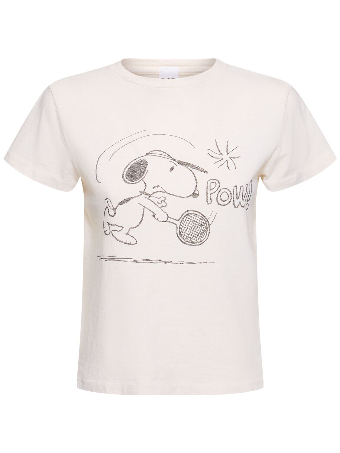 Shop Re/done Classic Snoopy Tennis Cotton T-shirt In White