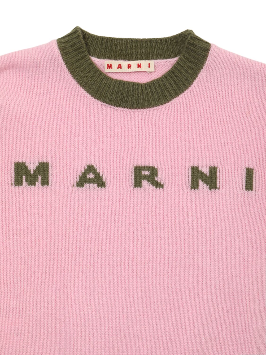 Shop Marni Junior Wool Blend Knit Logo Sweater In Pink