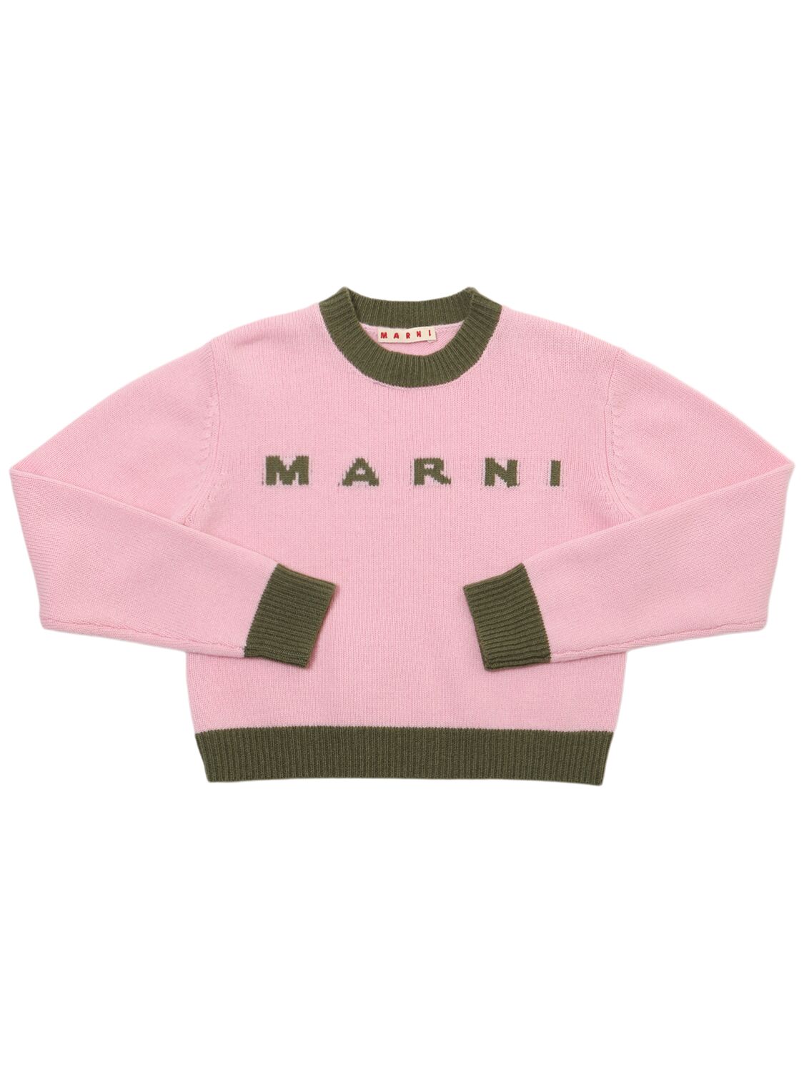 Marni Junior Wool Blend Knit Logo Sweater In Pink