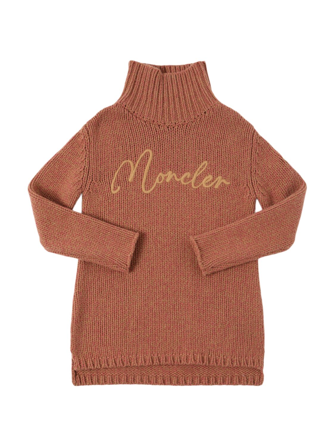 Moncler Logo Virgin Wool Jumper Dress In Pink