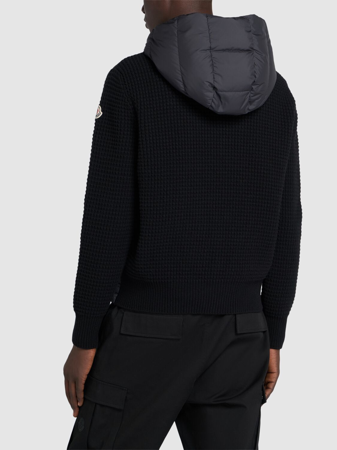 Shop Moncler Virgin Wool & Cashmere Down Cardigan In Black