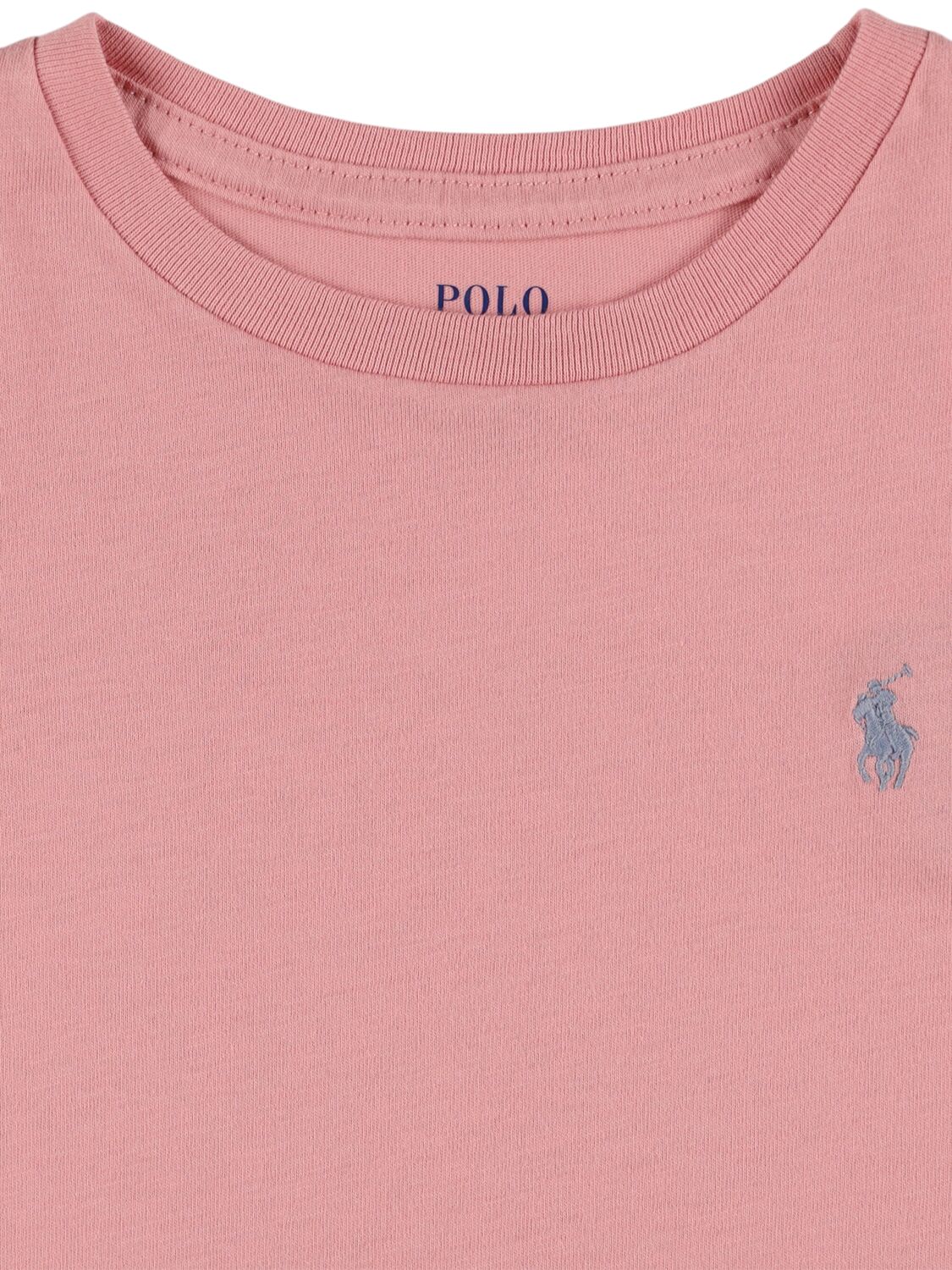 Shop Polo Ralph Lauren Embroidered Logo Cotton Jersey T-shirt In Rosa