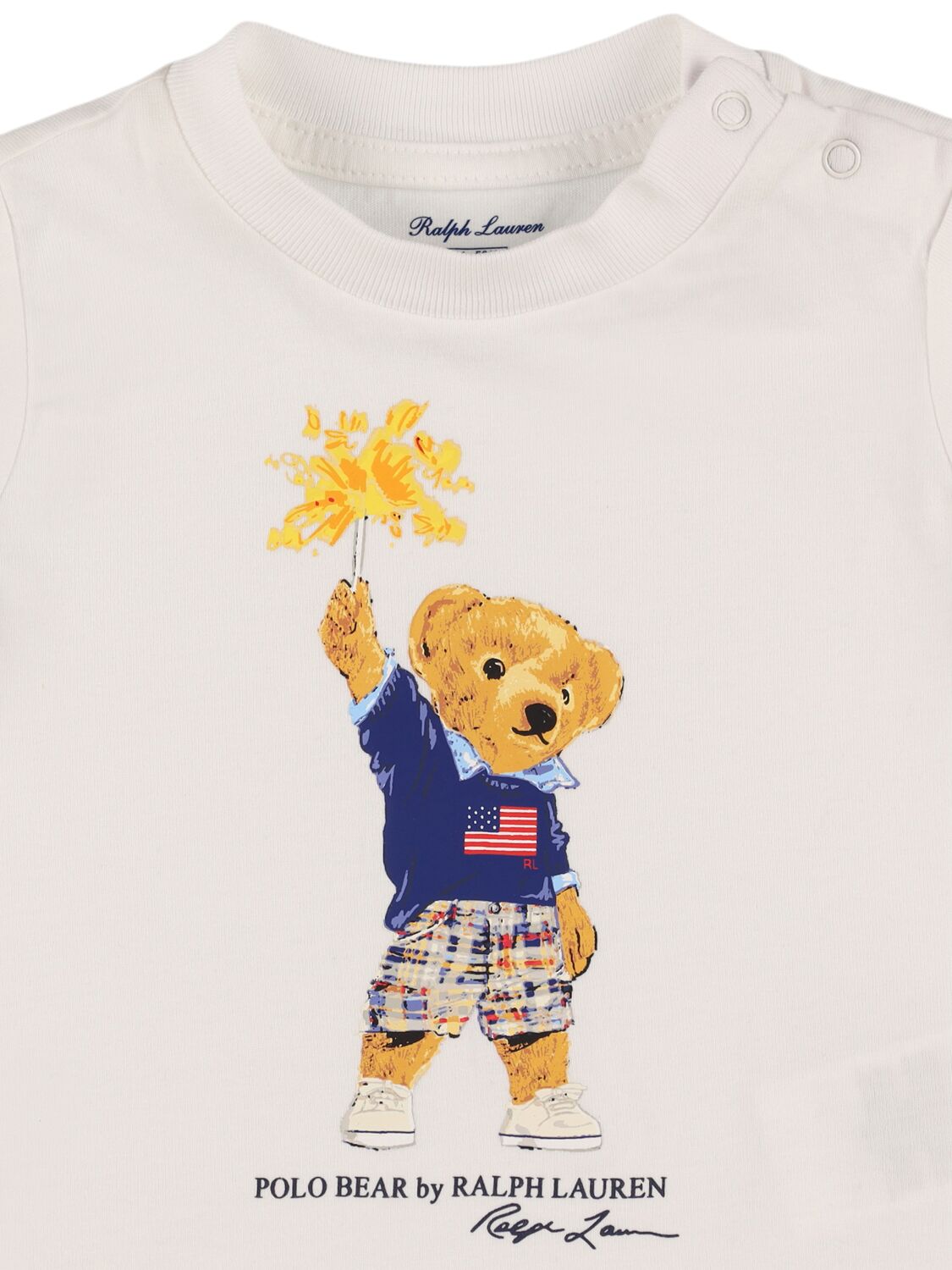 Shop Polo Ralph Lauren Bear Print Cotton Jersey T-shirt In Weiss