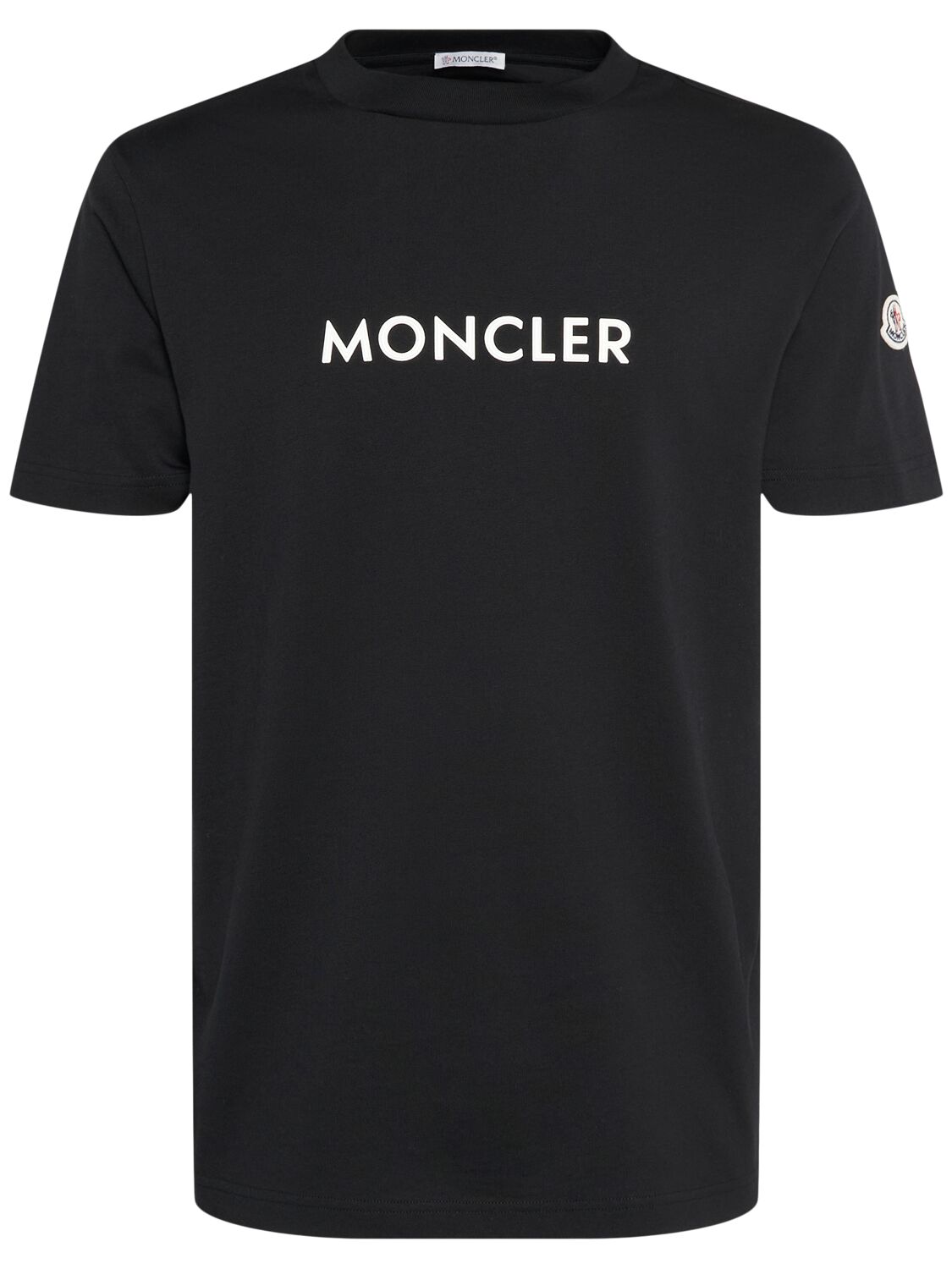 Shop Moncler Logo Cotton Jersey T-shirt In Black