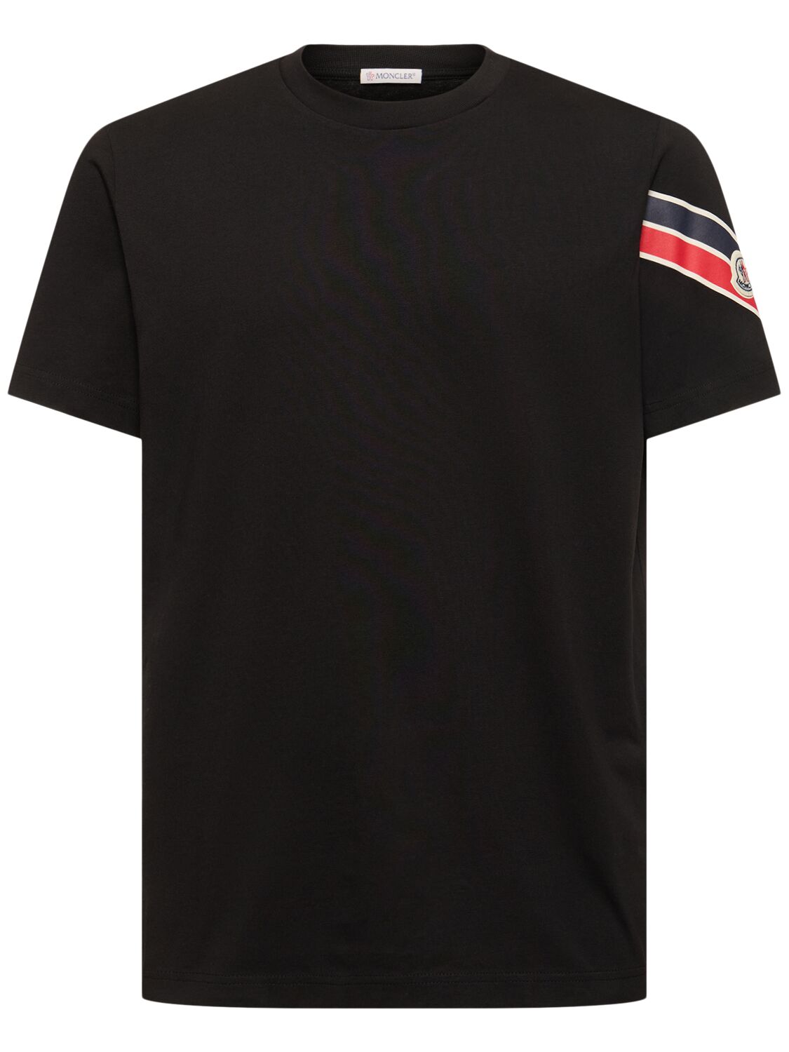 Moncler Tricolor Print Cotton T-shirt In Black