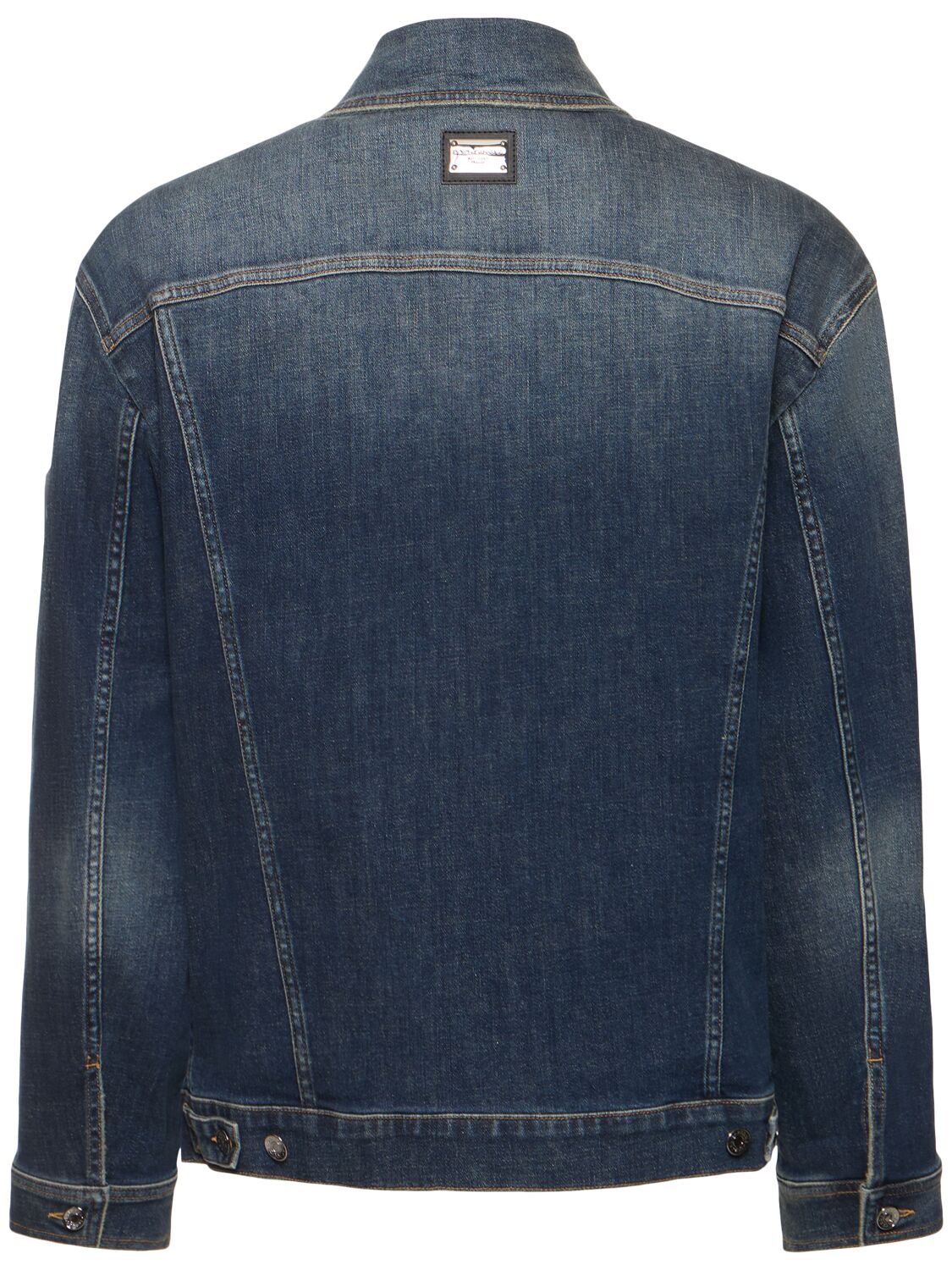 Shop Dolce & Gabbana Washed Stretch Denim Jacket In 蓝色