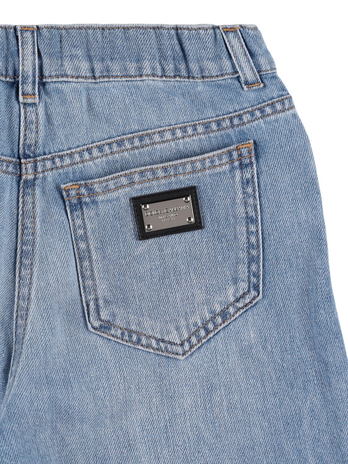 Shop Dolce & Gabbana Stretch Cotton Flared Jeans In Blue