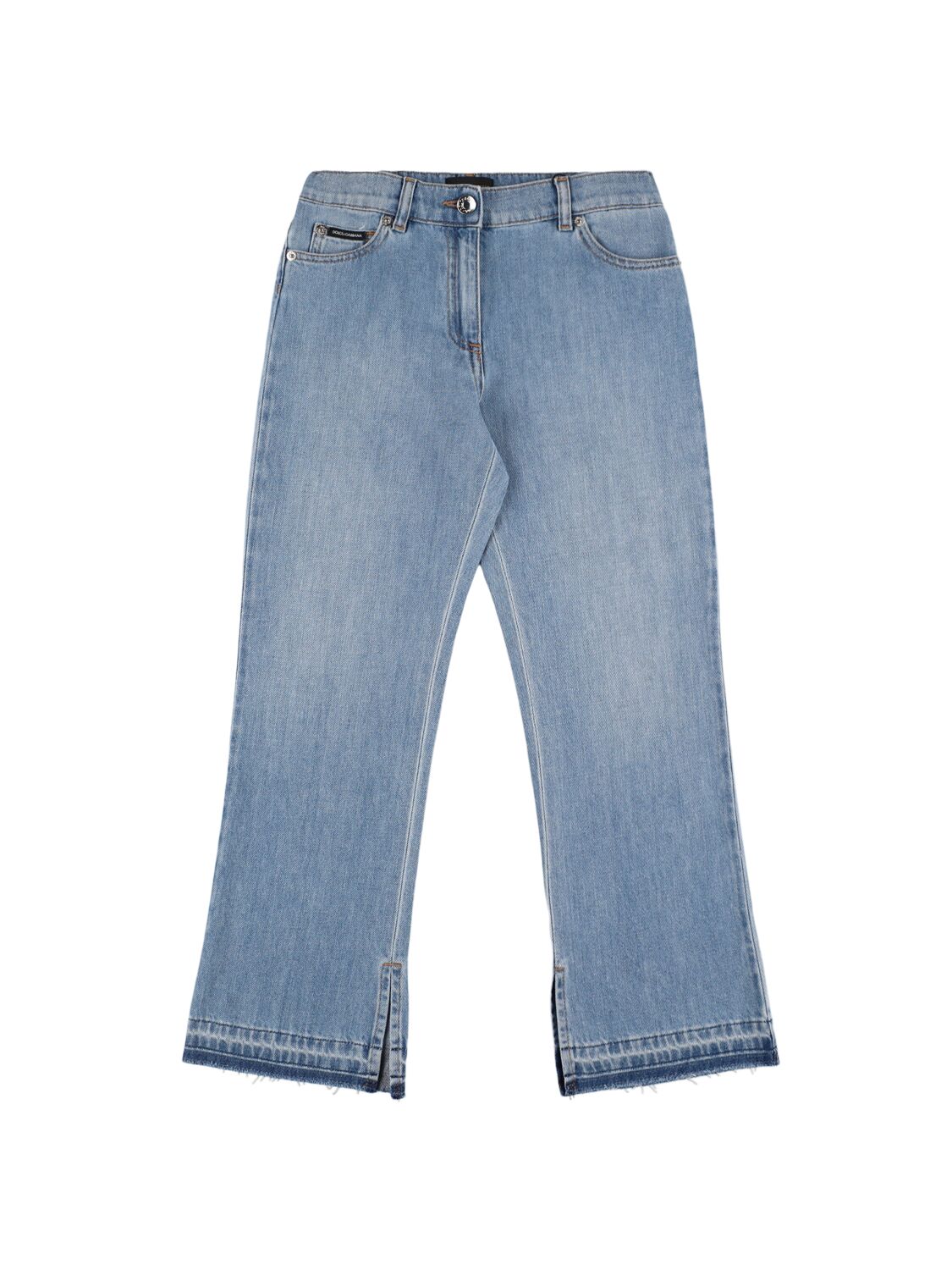 Dolce & Gabbana Stretch Cotton Flared Jeans In Blue