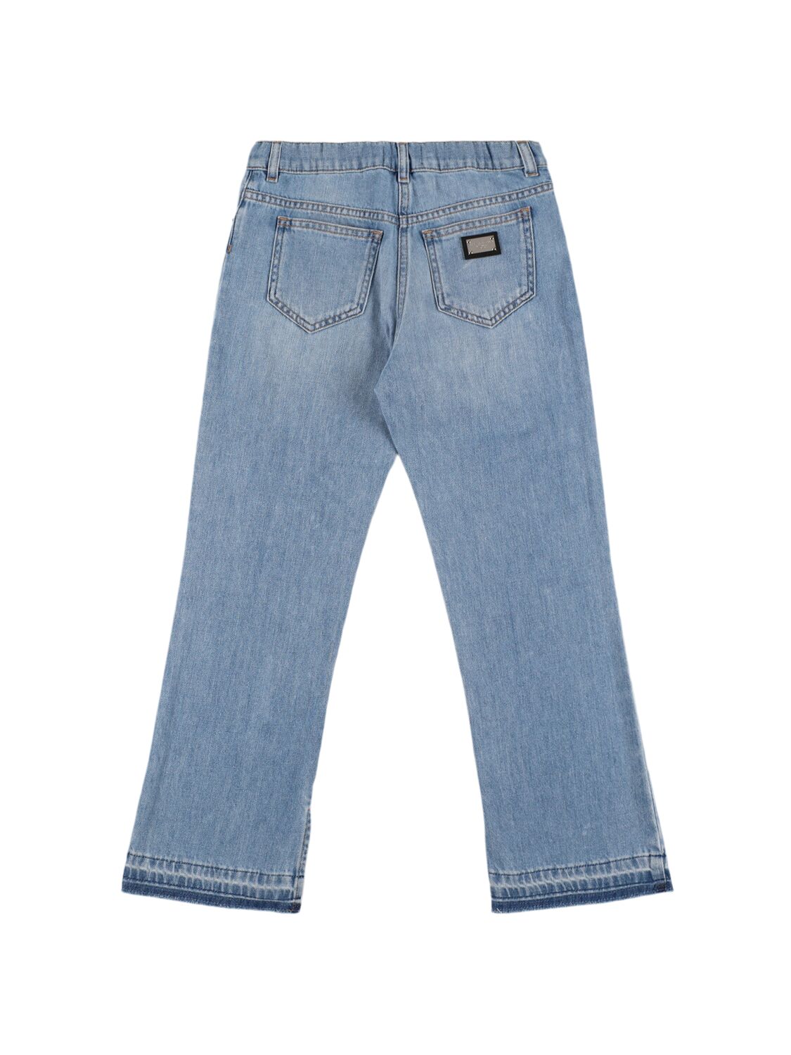 Shop Dolce & Gabbana Stretch Cotton Flared Jeans In Blue