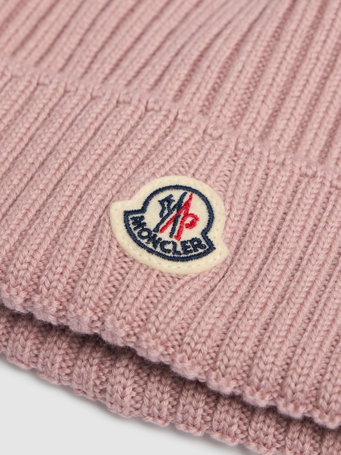 Shop Moncler Knit Wool Beanie In 粉色