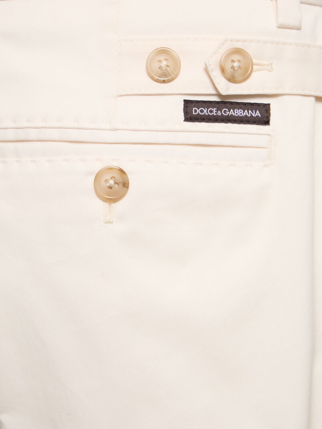 Shop Dolce & Gabbana Stretch Gabardine Flat Front Pants In Crema