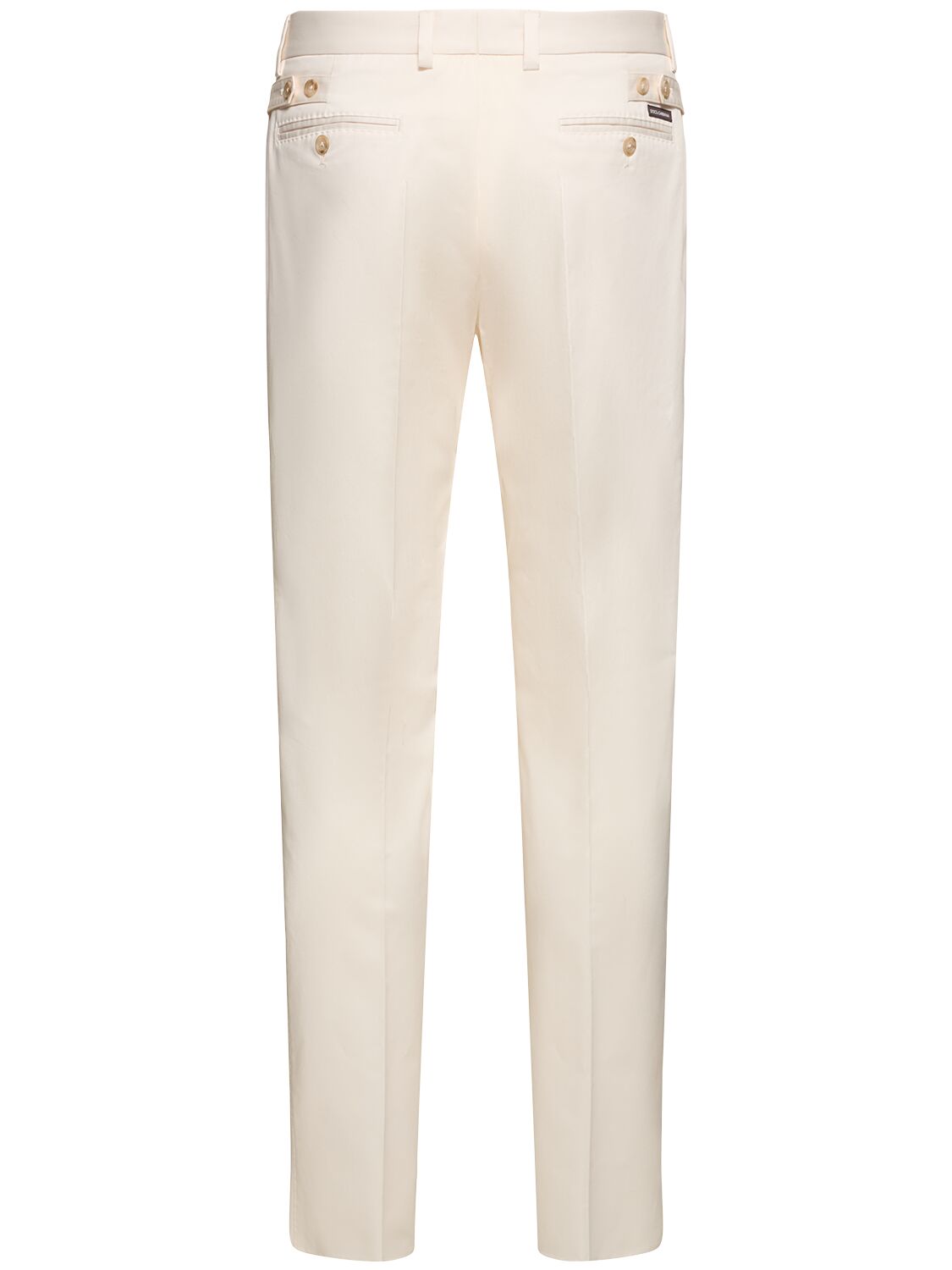 Shop Dolce & Gabbana Stretch Gabardine Flat Front Pants In Crema