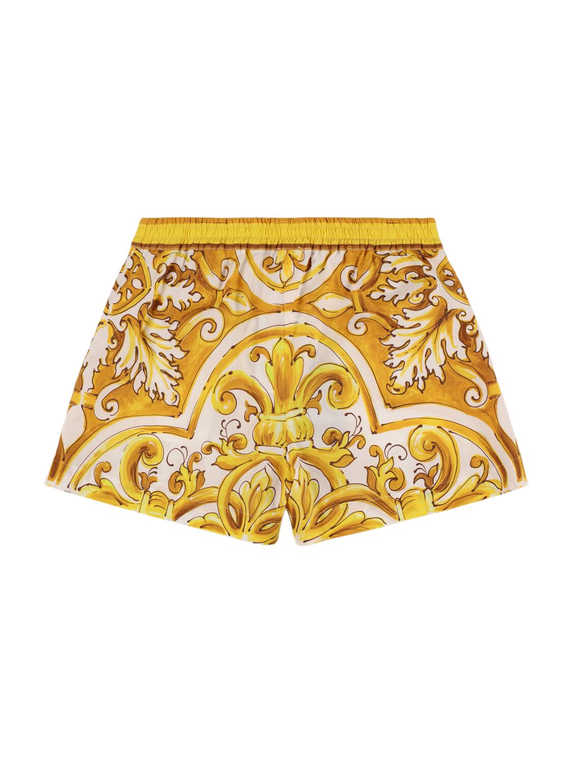 Dolce & Gabbana Maiolica Print Cotton Shorts In Yellow