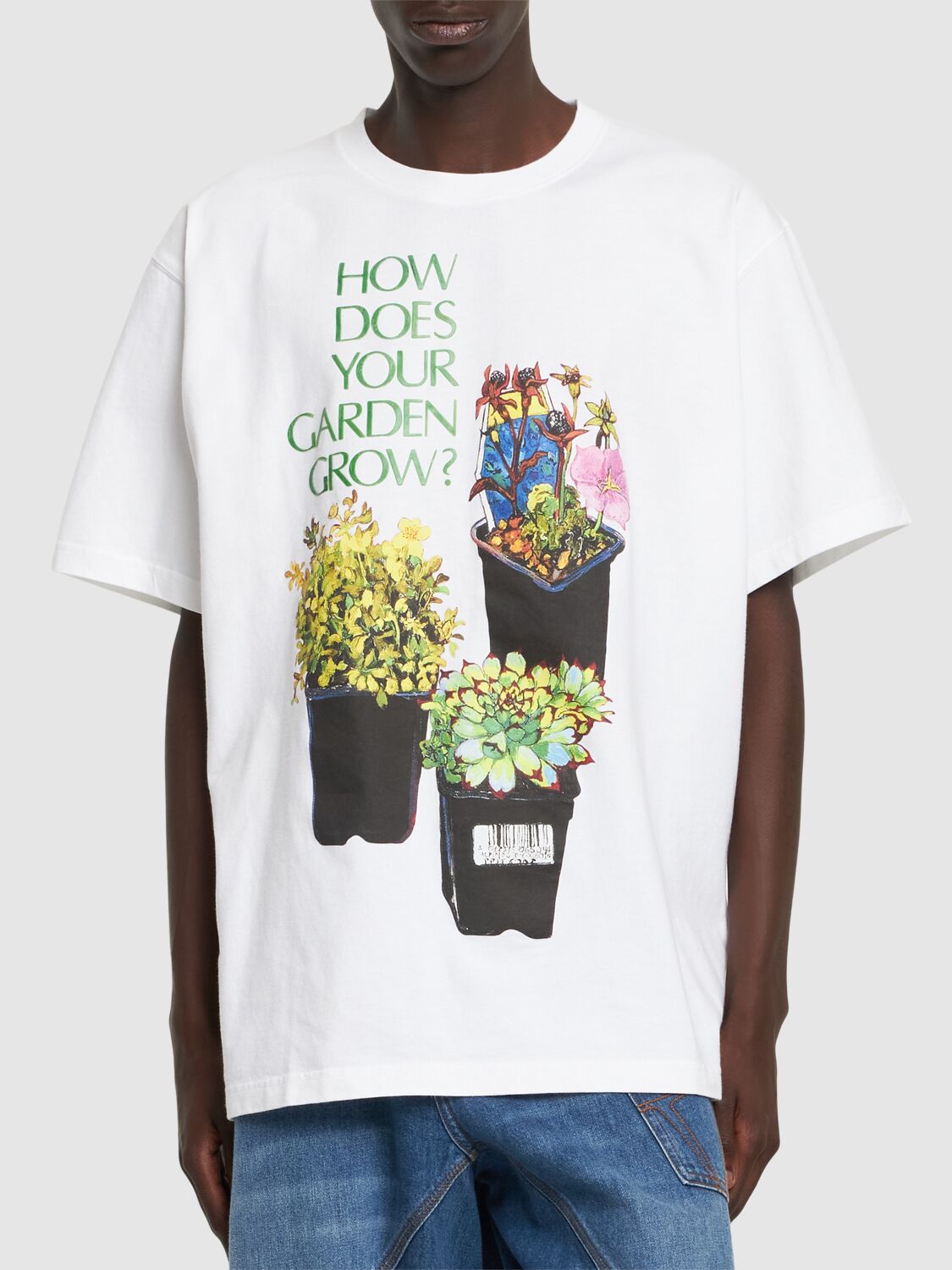 Shop Jw Anderson Flower Pot Printed Oversized T-shirt In White