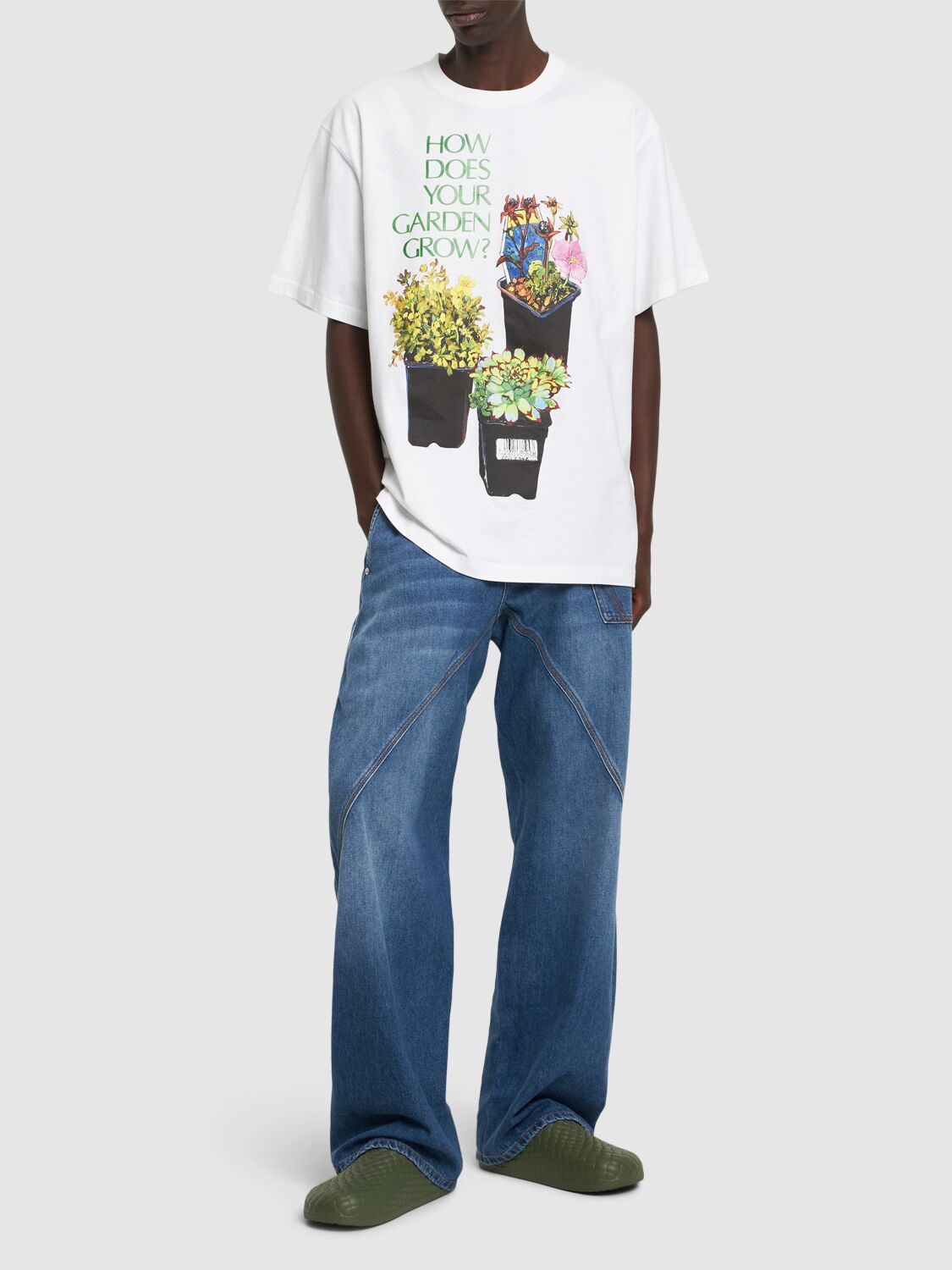 Shop Jw Anderson Flower Pot Printed Oversized T-shirt In White