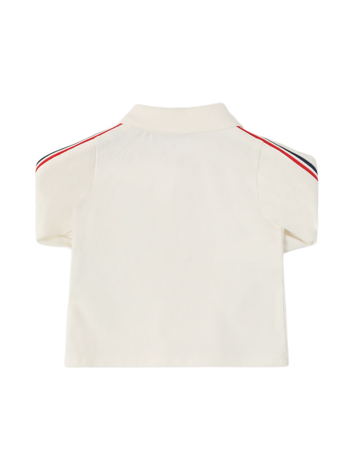 Shop Moncler Logo Cotton Piquet Polo Shirt In Silk White