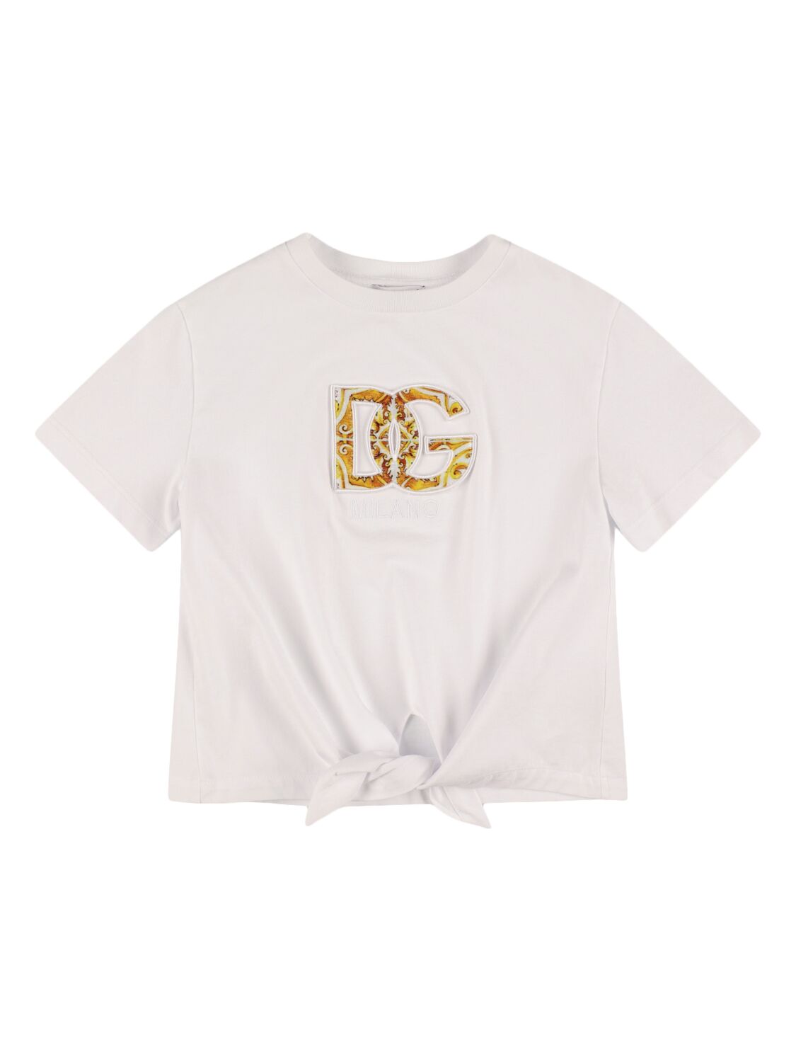 Dolce & Gabbana Printed Logo Cotton Jersey T-shirt In White