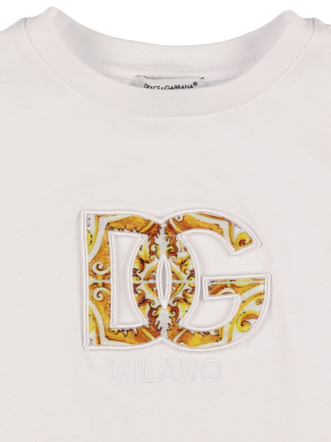 Dolce & Gabbana Printed Logo Cotton Jersey T-shirt In White
